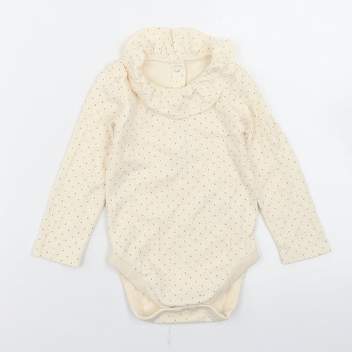George Girls Beige Polka Dot Cotton Babygrow One-Piece Size 12-18 Months  Snap - Ruffle Collar