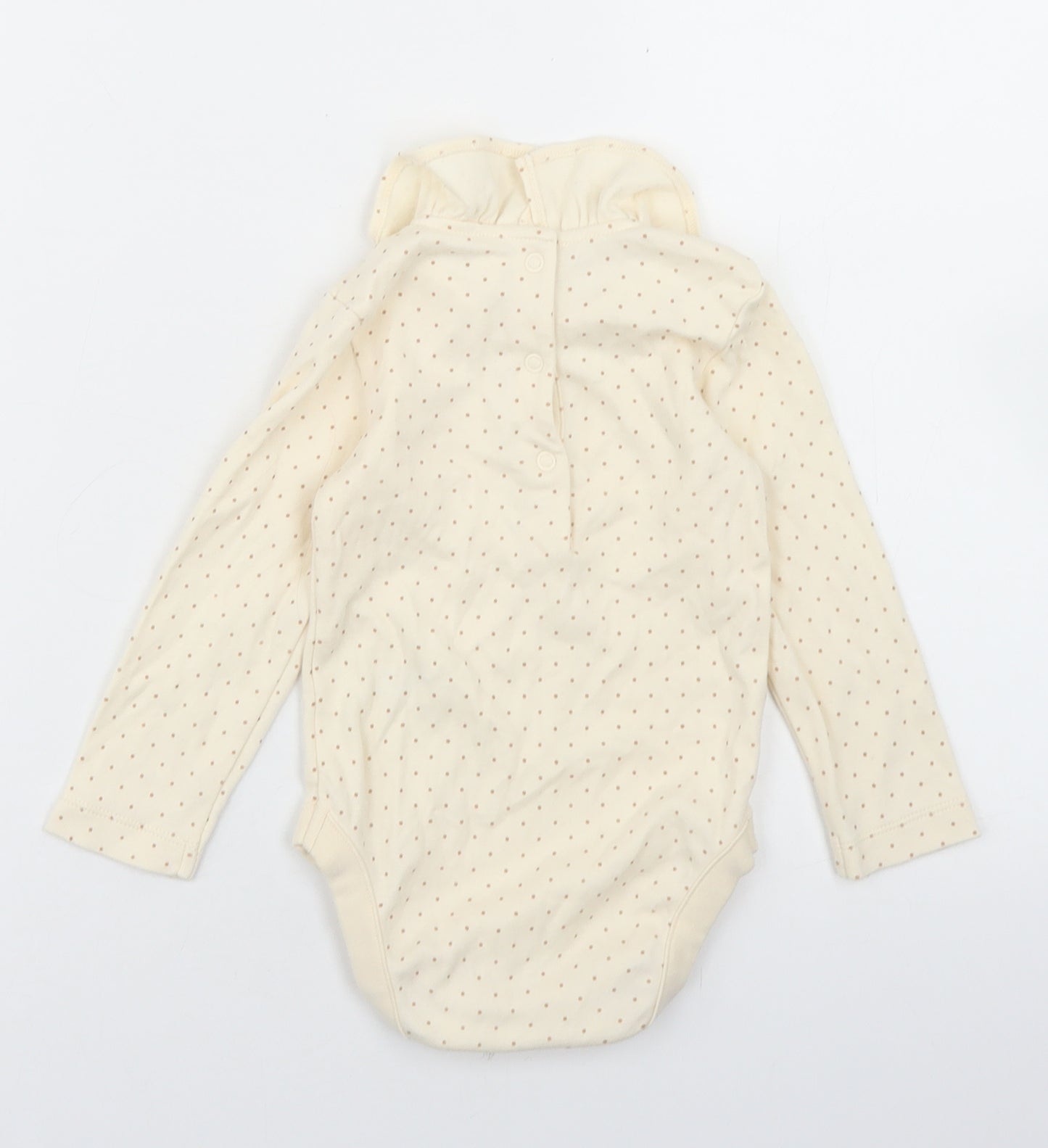 George Girls Beige Polka Dot Cotton Babygrow One-Piece Size 12-18 Months  Snap - Ruffle Collar