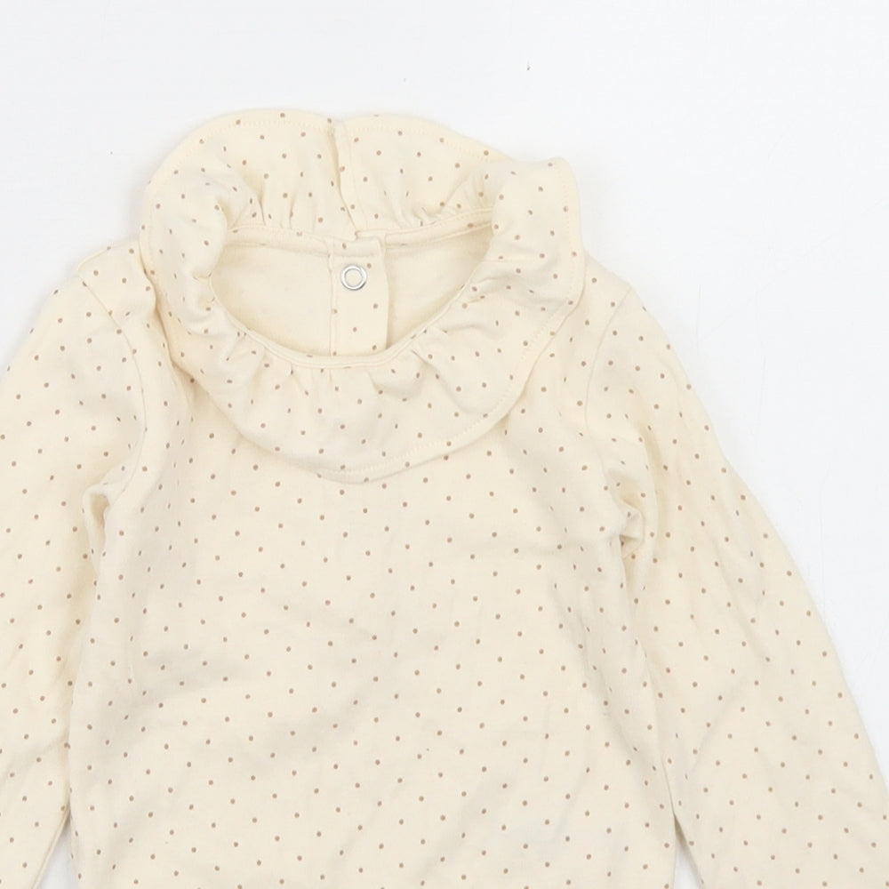 George Girls Beige Polka Dot Cotton Babygrow One-Piece Size 12-18 Months  Snap - Ruffle Collar