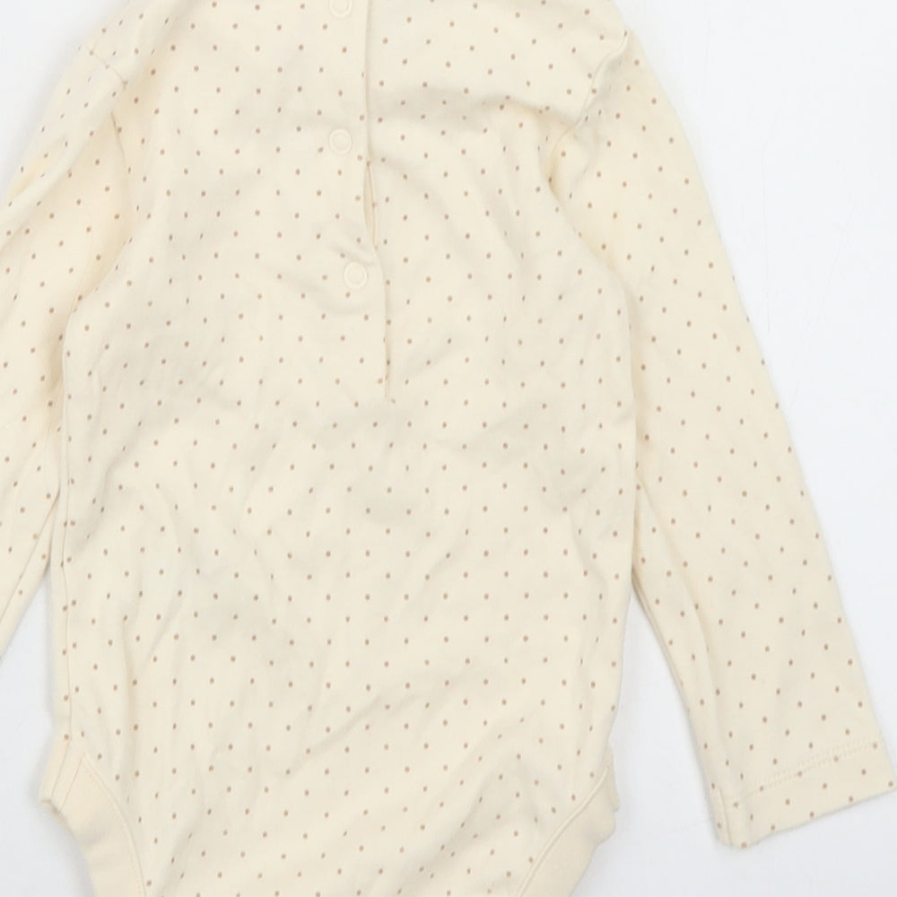George Girls Beige Polka Dot Cotton Babygrow One-Piece Size 12-18 Months  Snap - Ruffle Collar