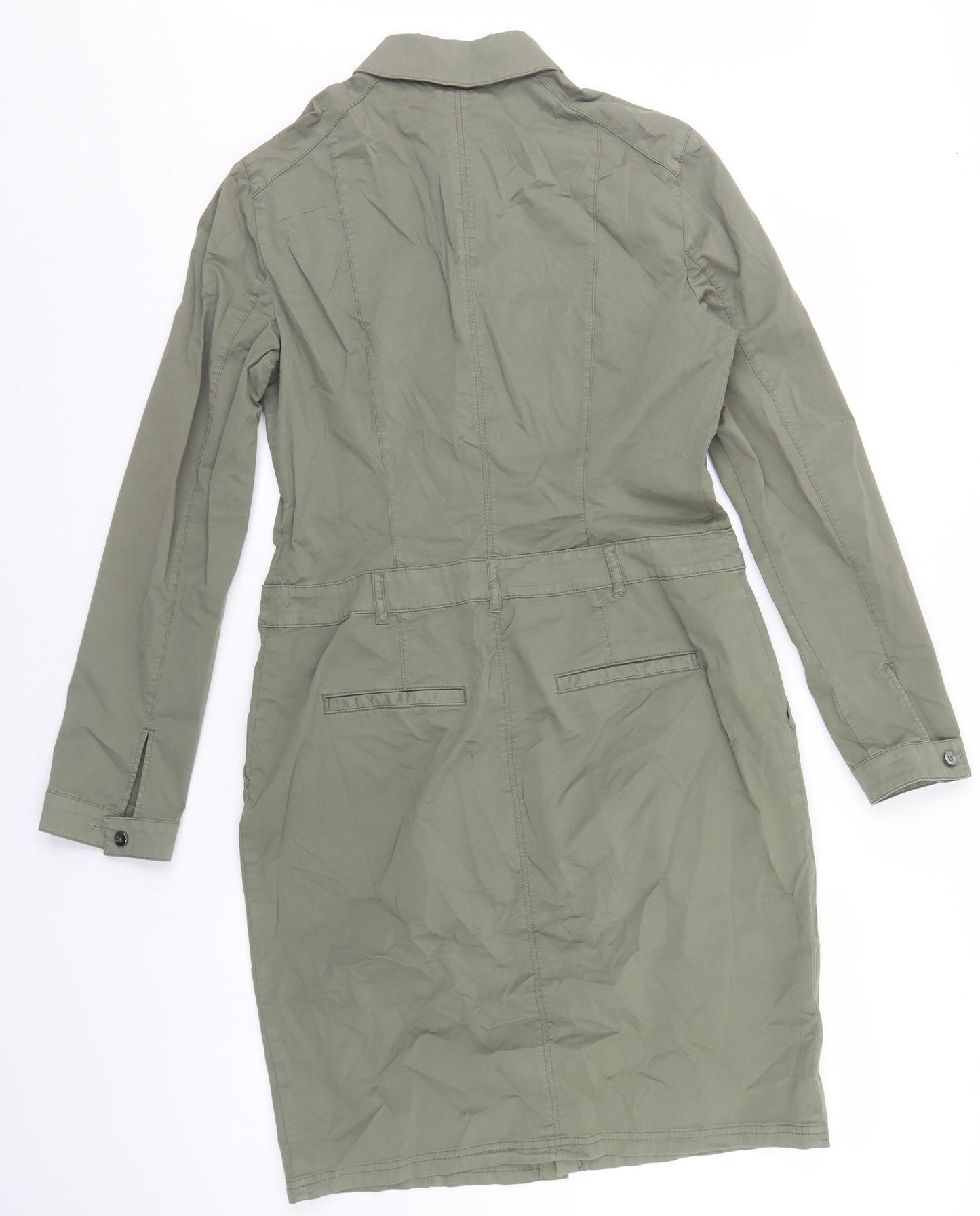 HUGO BOSS Womens Green  Cotton Shirt Dress  Size 12  Collared Button