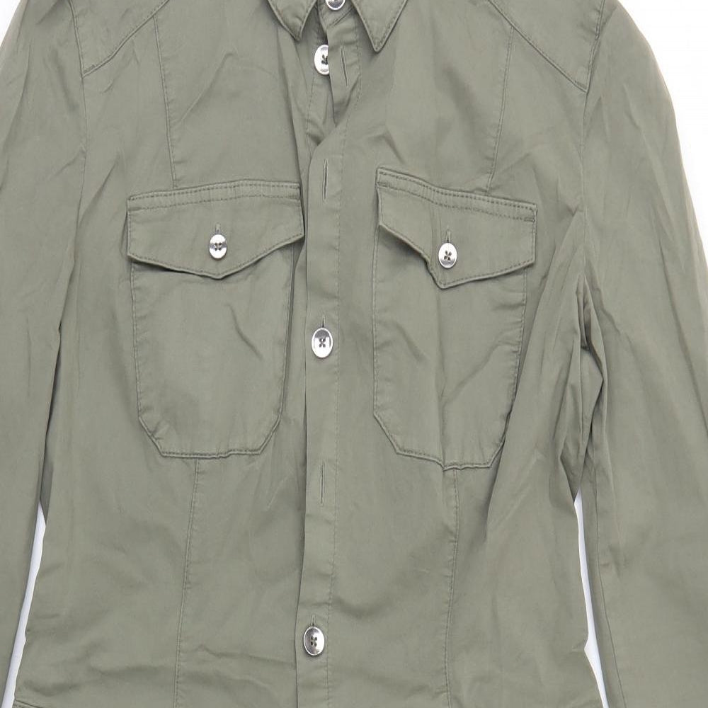 HUGO BOSS Womens Green  Cotton Shirt Dress  Size 12  Collared Button