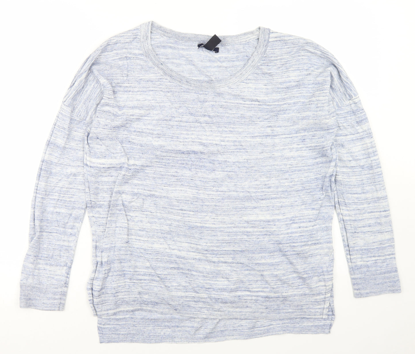 Gap Womens Blue Round Neck Striped Cotton Pullover Jumper Size L
