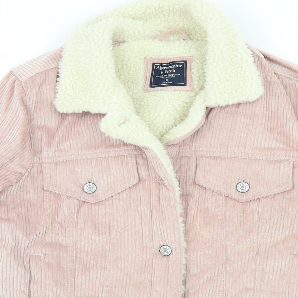 Abercrombie & Fitch Womens Pink   Jacket  Size M  Button - Faux Fur Lining