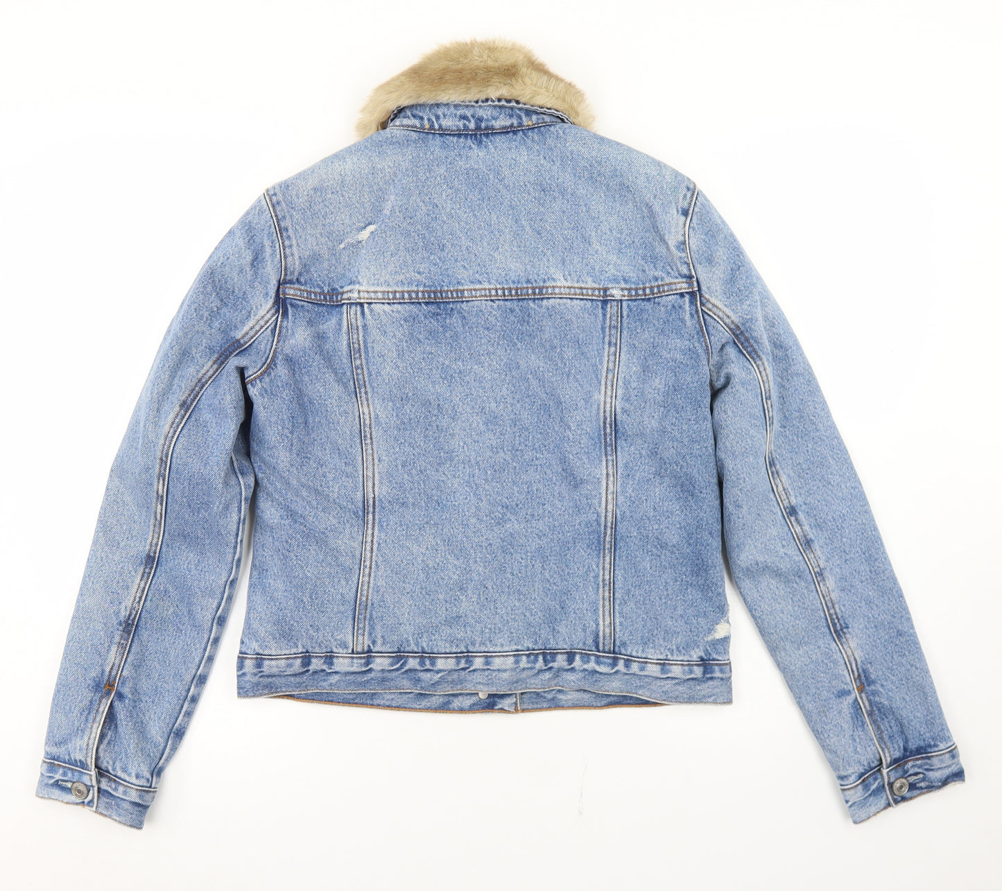 Abercrombie & Fitch Womens Blue   Jacket  Size S  Button - Faux Fur Lining