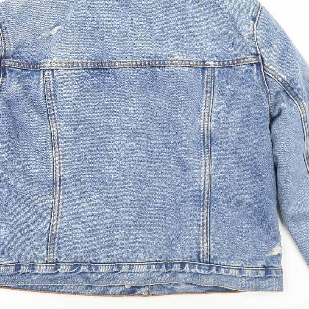 Abercrombie & Fitch Womens Blue   Jacket  Size S  Button - Faux Fur Lining