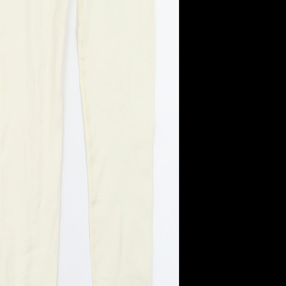 Boohoo Womens Ivory  Polyamide Compression Leggings Size 10 L27 in Regular