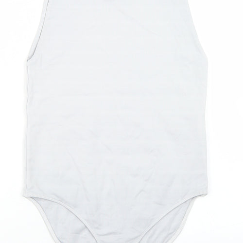 Stradivarius Womens Grey  Polyamide Bodysuit One-Piece Size L  Snap