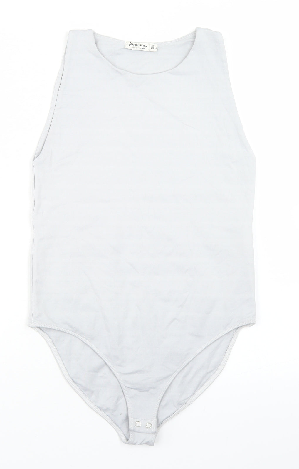 Stradivarius Womens Grey  Polyamide Bodysuit One-Piece Size L  Snap