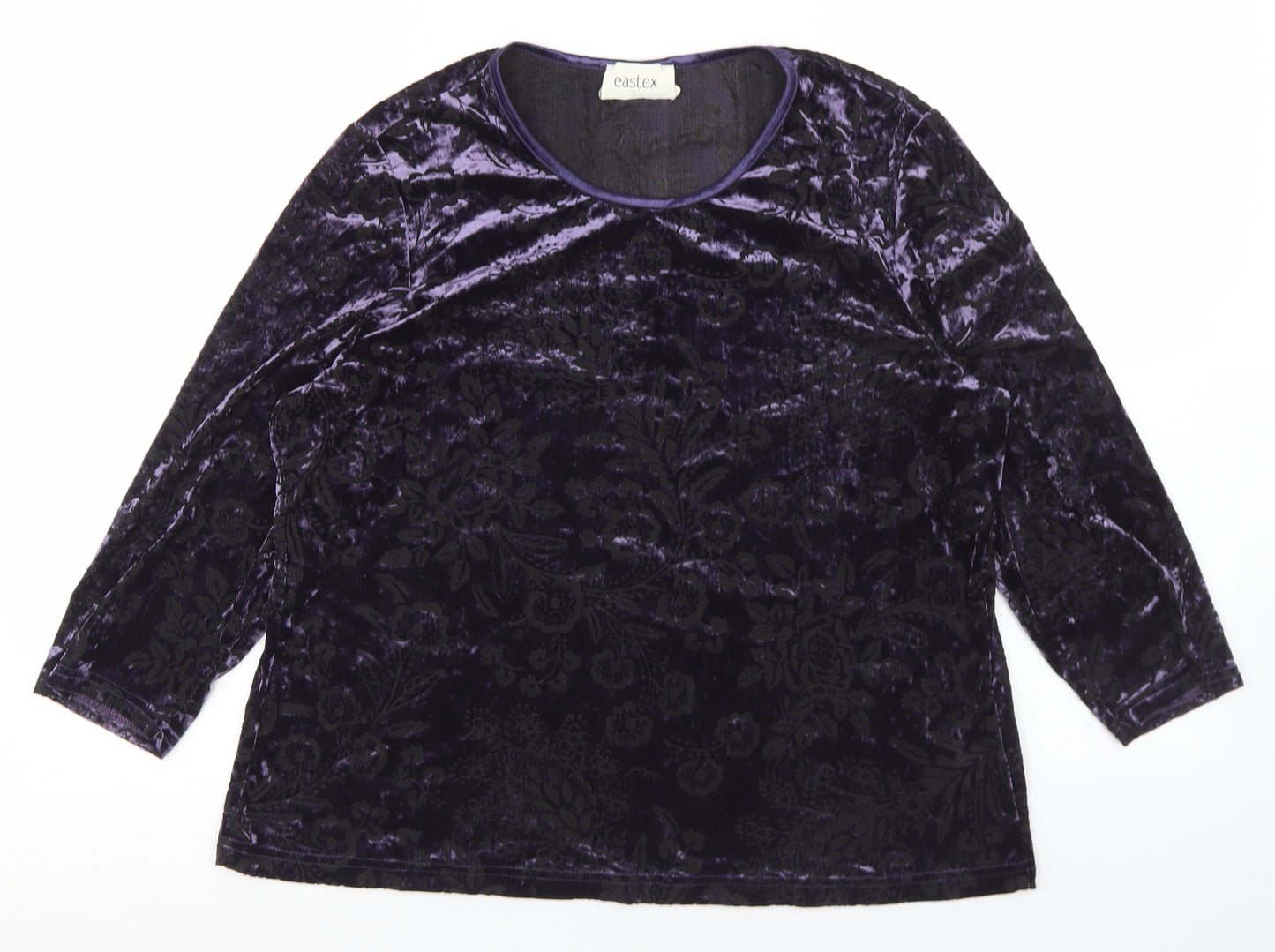 Eastex Womens Purple Paisley Polyester Basic Blouse Size 18 Round Neck