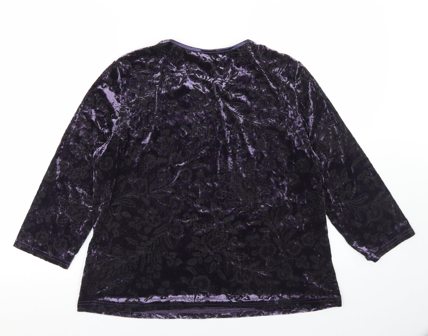 Eastex Womens Purple Paisley Polyester Basic Blouse Size 18 Round Neck