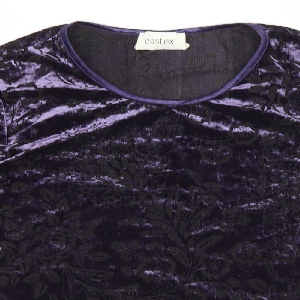 Eastex Womens Purple Paisley Polyester Basic Blouse Size 18 Round Neck