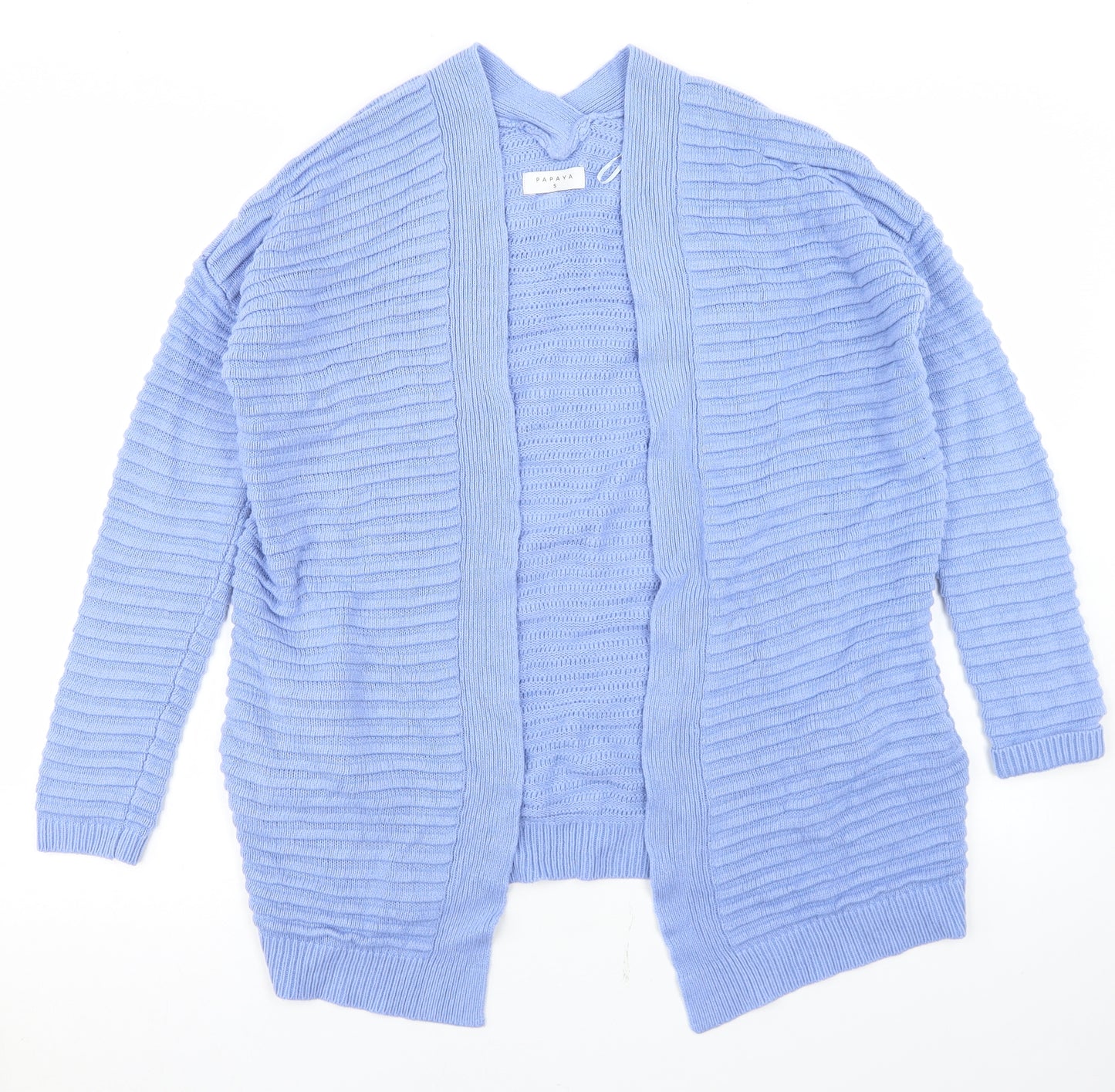 Papaya Womens Blue Round Neck  Acrylic Cardigan Jumper Size S