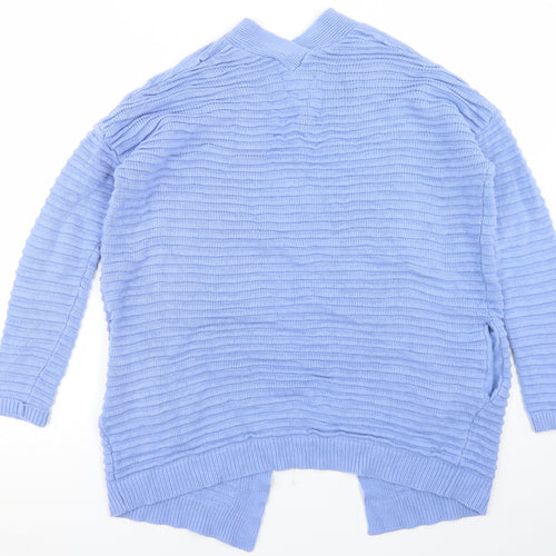 Papaya Womens Blue Round Neck  Acrylic Cardigan Jumper Size S