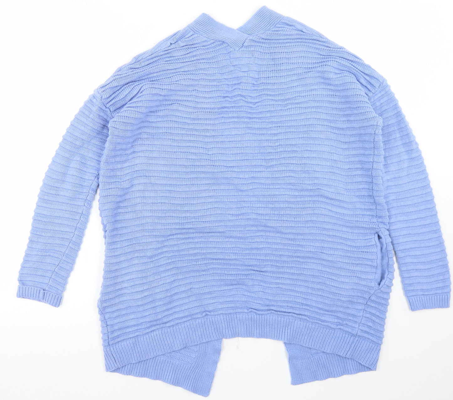 Papaya Womens Blue Round Neck  Acrylic Cardigan Jumper Size S