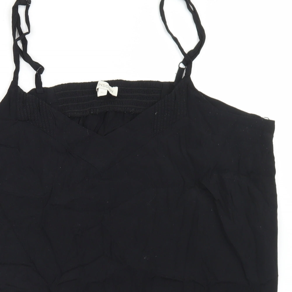 Monsoon Womens Black  Polyester Camisole Blouse Size XL V-Neck