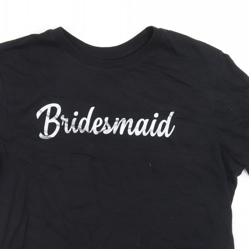 Primark Womens Black  Cotton Basic T-Shirt Size M Crew Neck - Bridesmaid