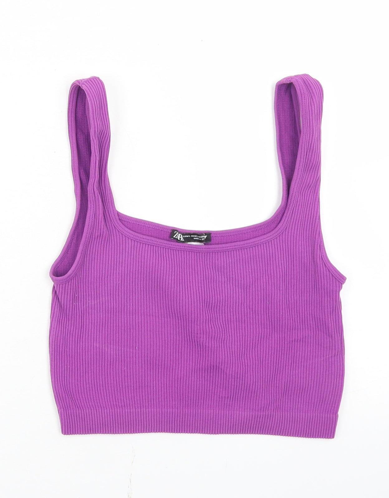 Zara Womens Purple  Polyamide Cropped Tank Size M Round Neck