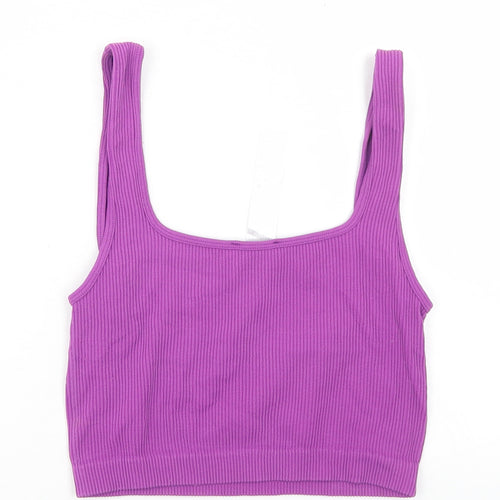 Zara Womens Purple  Polyamide Cropped Tank Size M Round Neck
