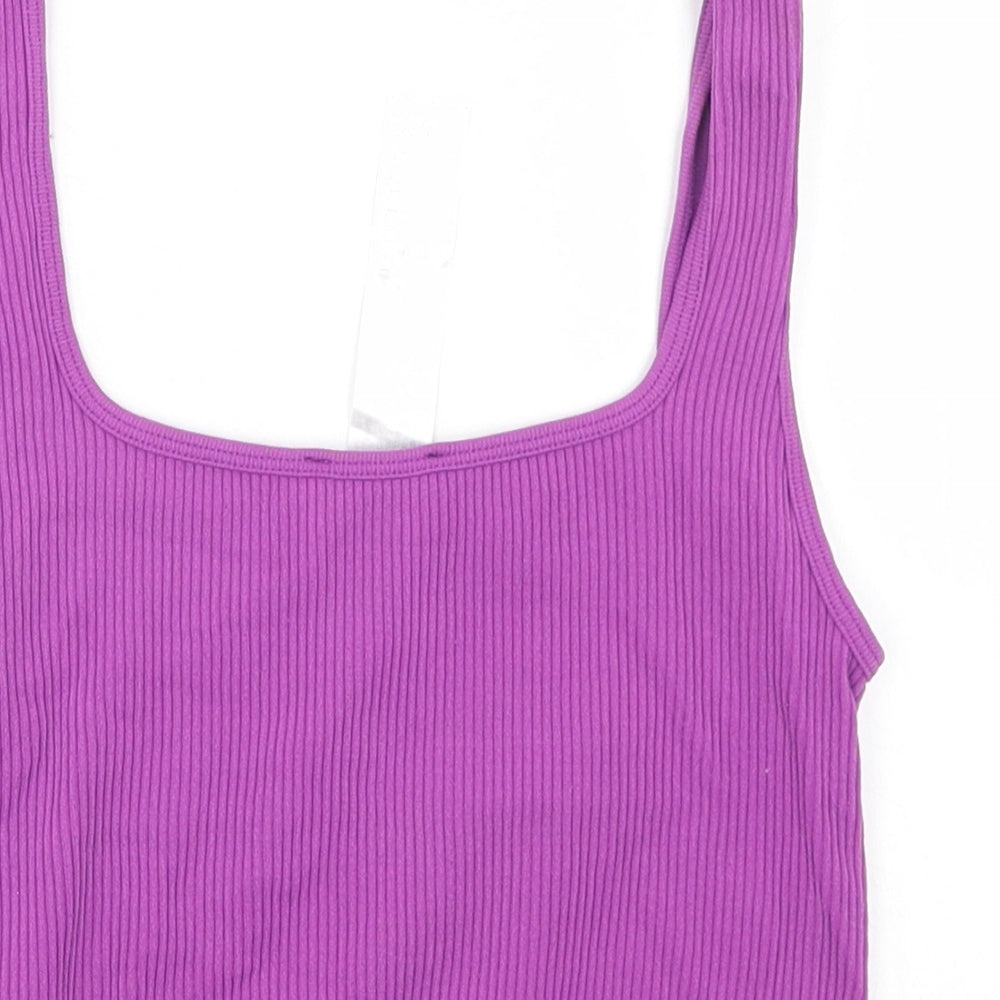 Zara Womens Purple  Polyamide Cropped Tank Size M Round Neck