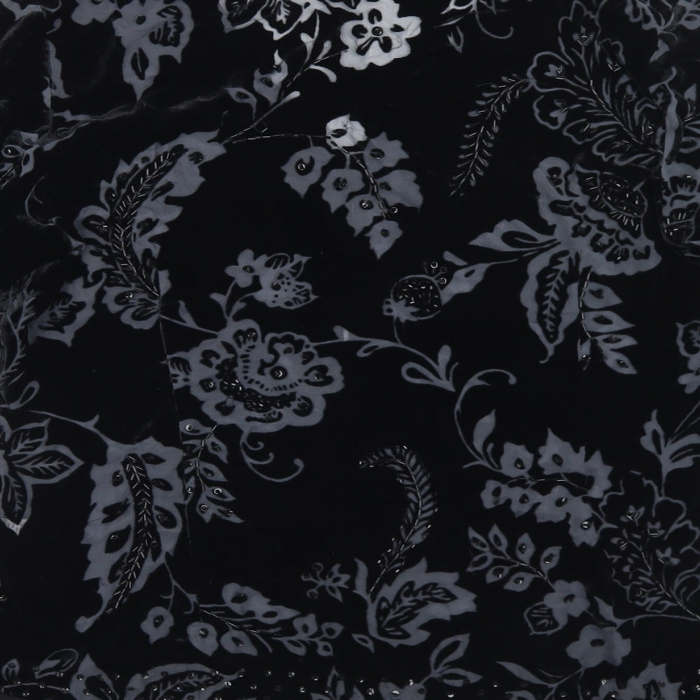 EAST Womens Black Paisley Viscose Basic Blouse Size 14 V-Neck