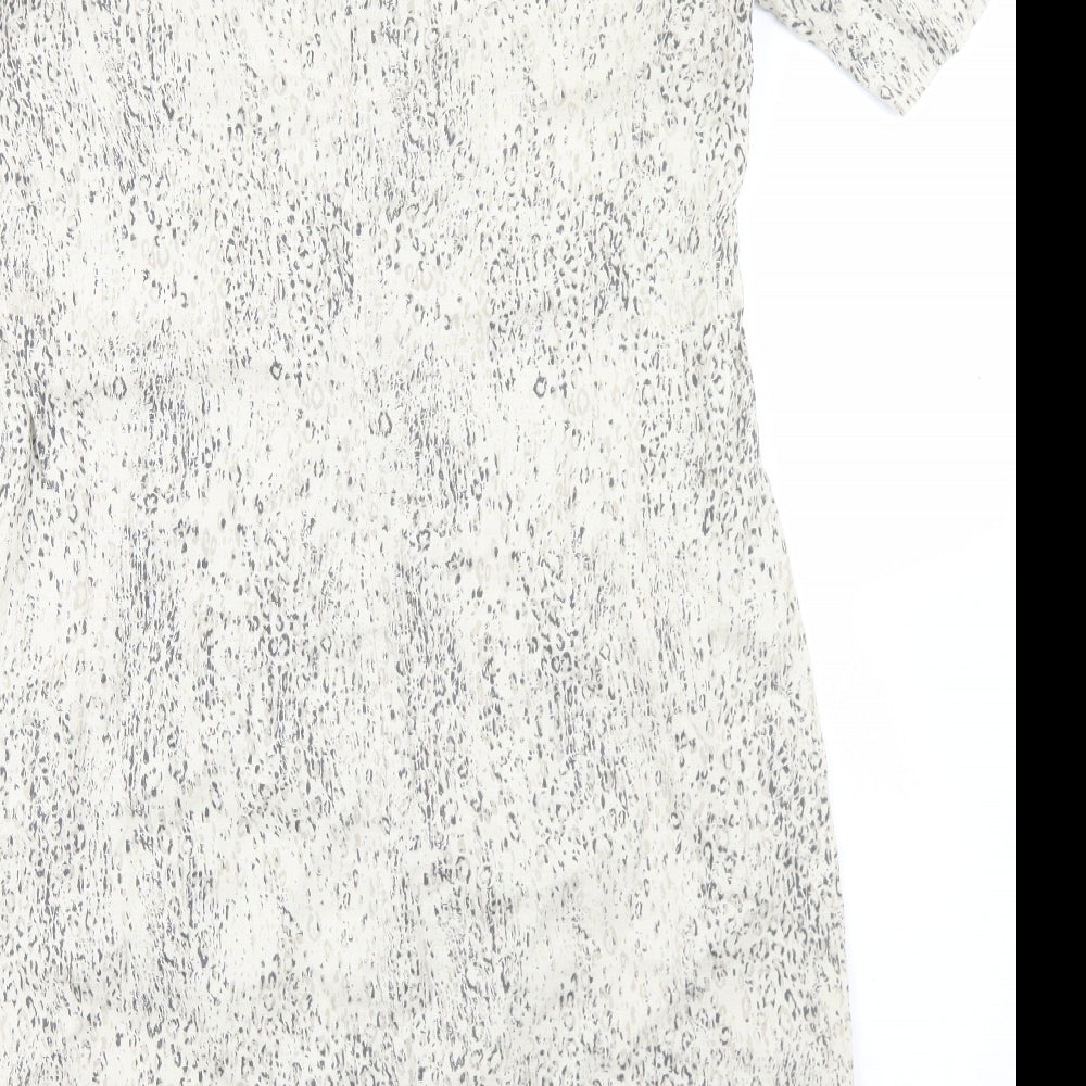 Sandwich Womens Beige Animal Print Linen Pencil Dress  Size 10  Round Neck Zip