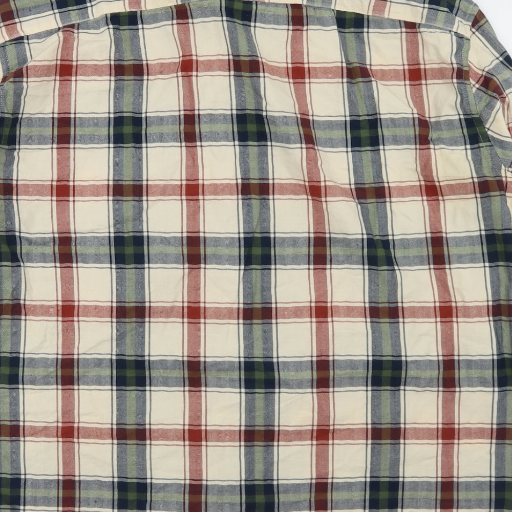 George Mens Beige Plaid Cotton  Button-Up Size 2XL Collared Button