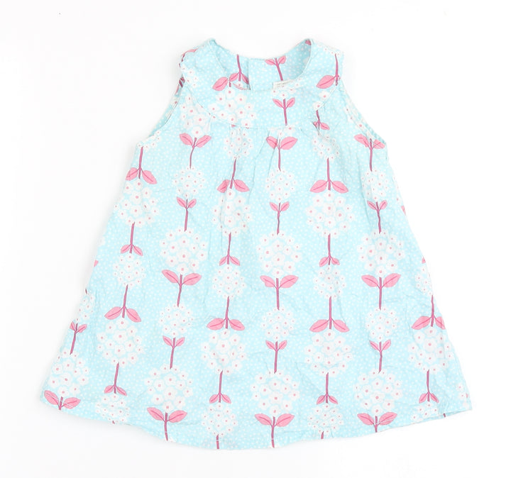 H&M Girls Blue 100% Cotton Basic Blouse Size 9-12 Months Round Neck Pullover