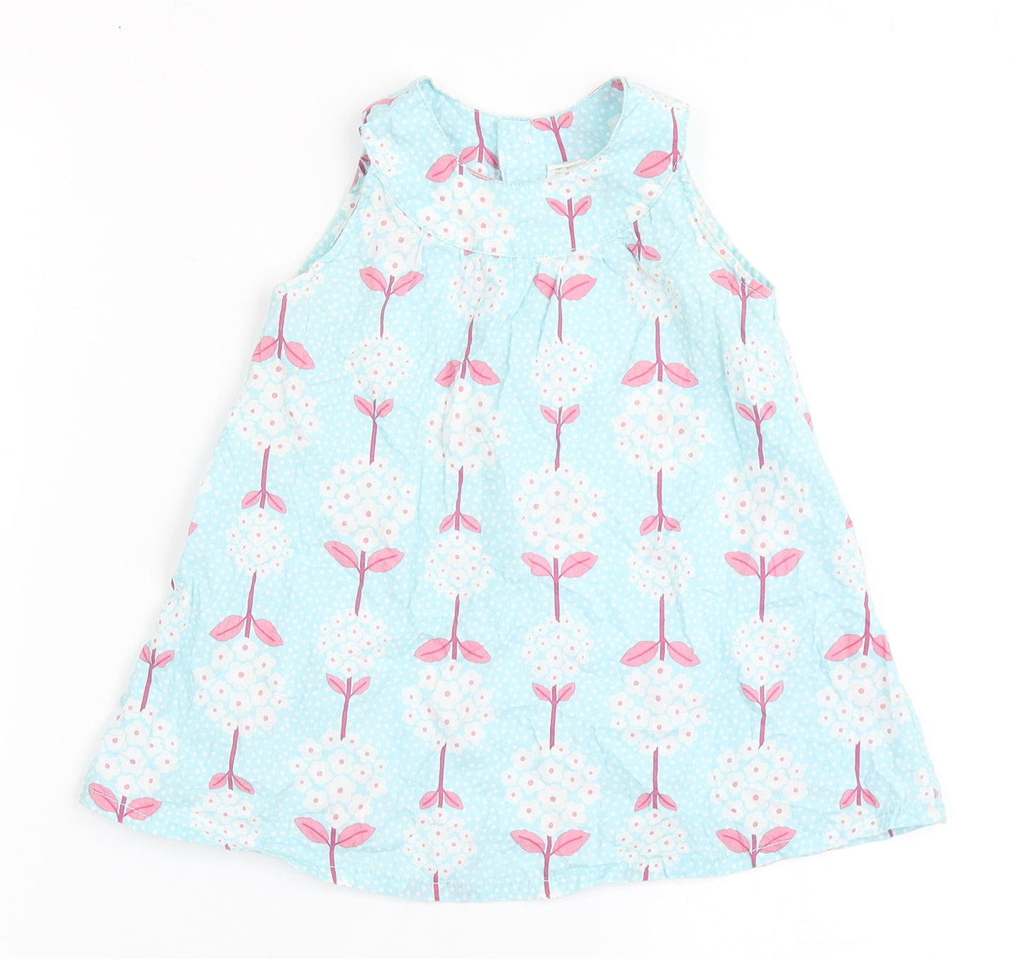 H&M Girls Blue  100% Cotton Basic Blouse Size 9-12 Months Round Neck Pullover