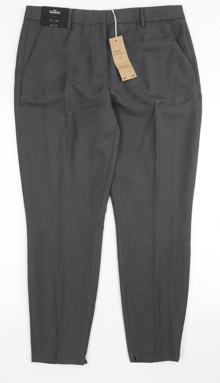 NEXT Womens Grey  Polyester Dress Pants Trousers Size 14 L27 in Regular Buckle