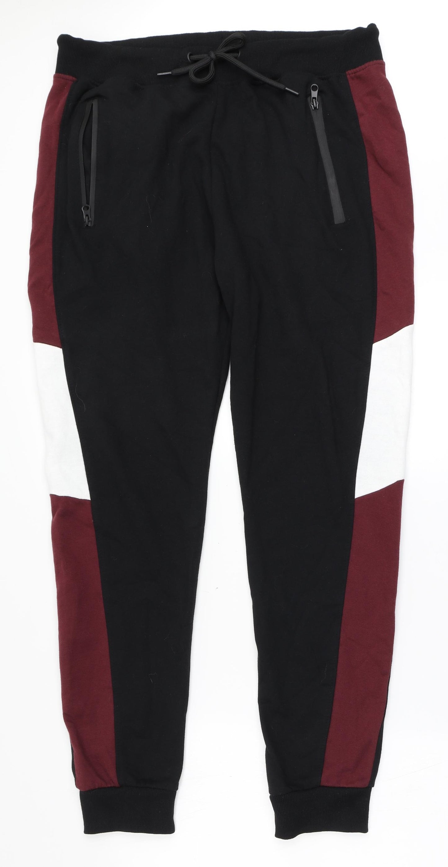 Pep&Co Mens Black  Cotton Jogger Trousers Size L L29 in Regular Drawstring