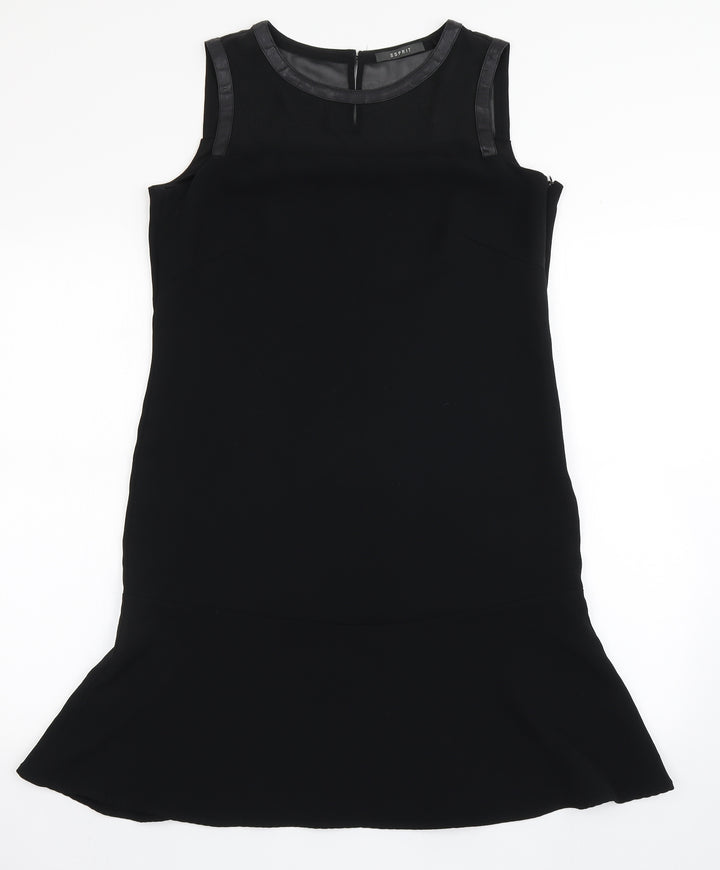 Esprit Womens Black Polyester Fit & Flare Size 12 Round Neck Zip