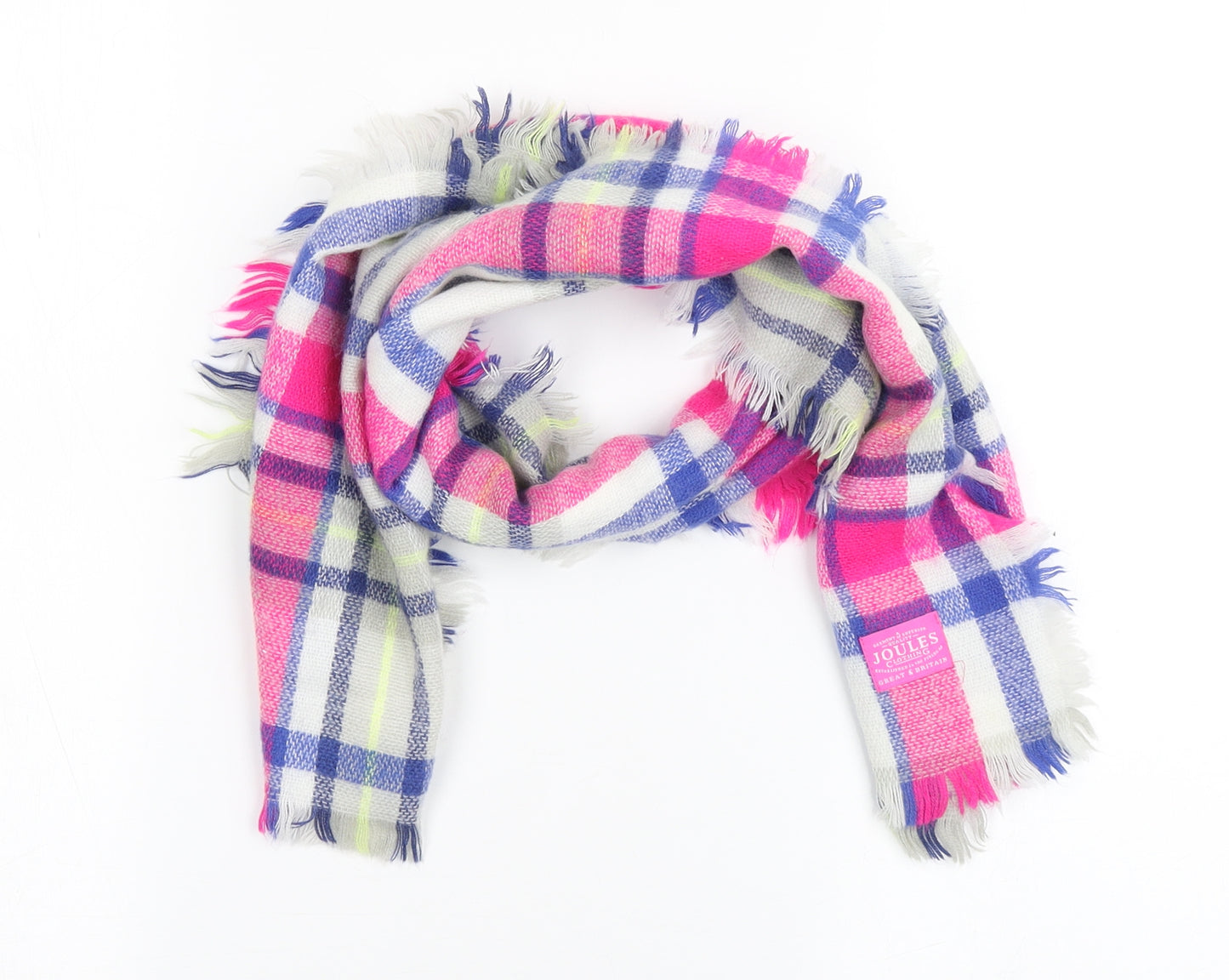 Joules Womens Multicoloured Check Acrylic  Scarf