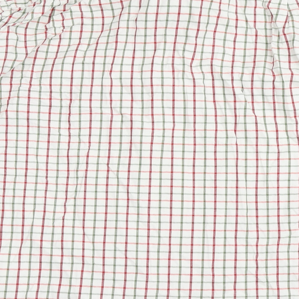 Samuel Windsor Mens Ivory Check Cotton  Button-Up Size XL Collared Button
