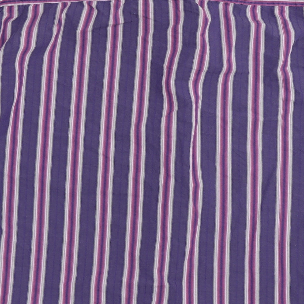 NEXT Mens Purple Striped Cotton  Button-Up Size L Collared Button