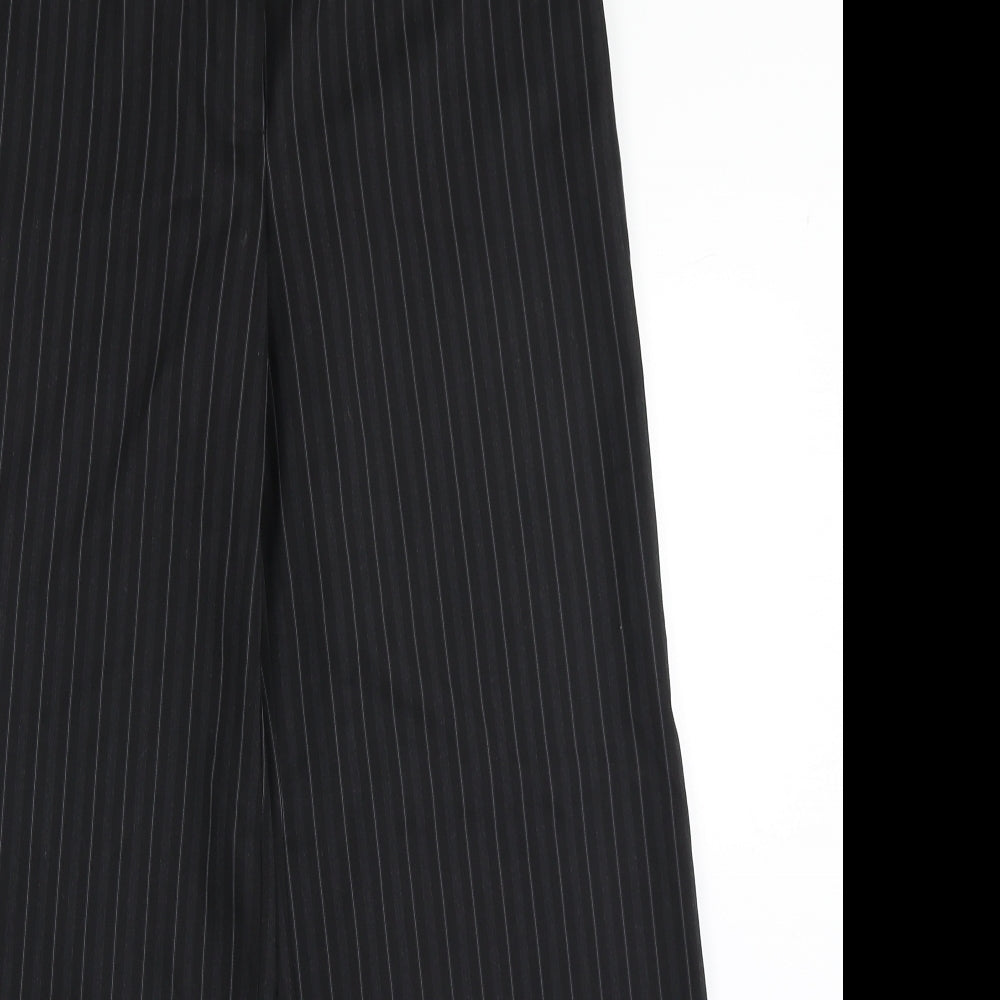 NEXT Womens Black Striped Polyester Trousers  Size 12 L28 in Regular Button
