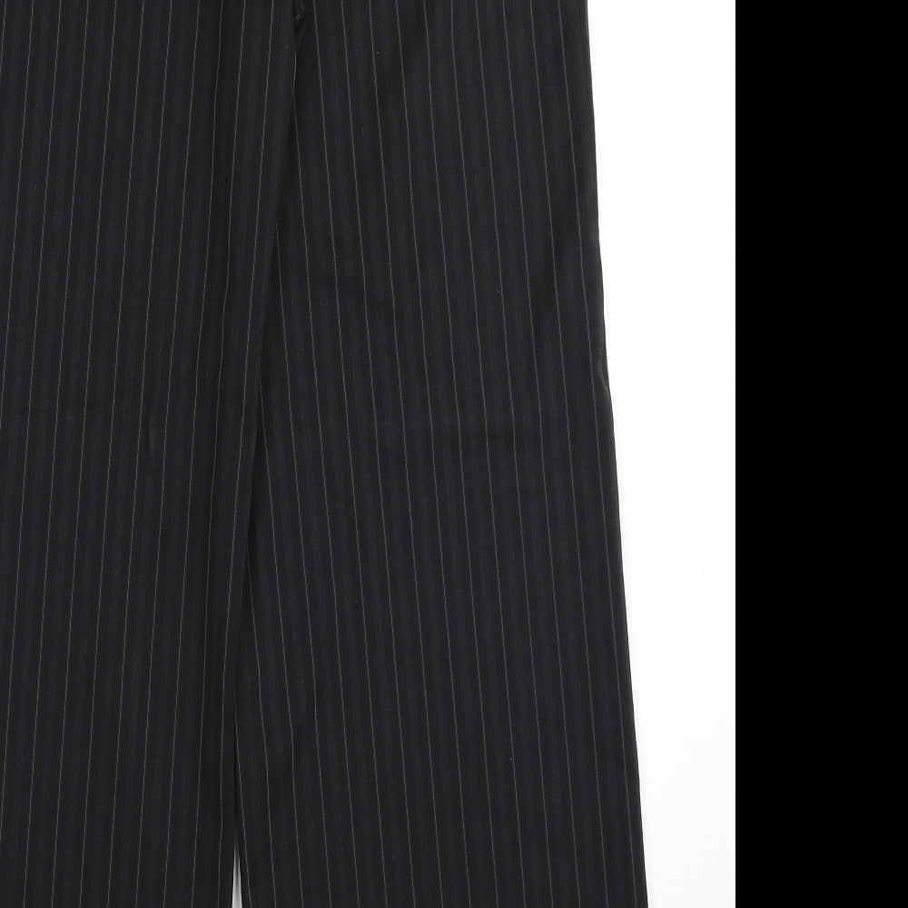 NEXT Womens Black Striped Polyester Trousers  Size 12 L28 in Regular Button