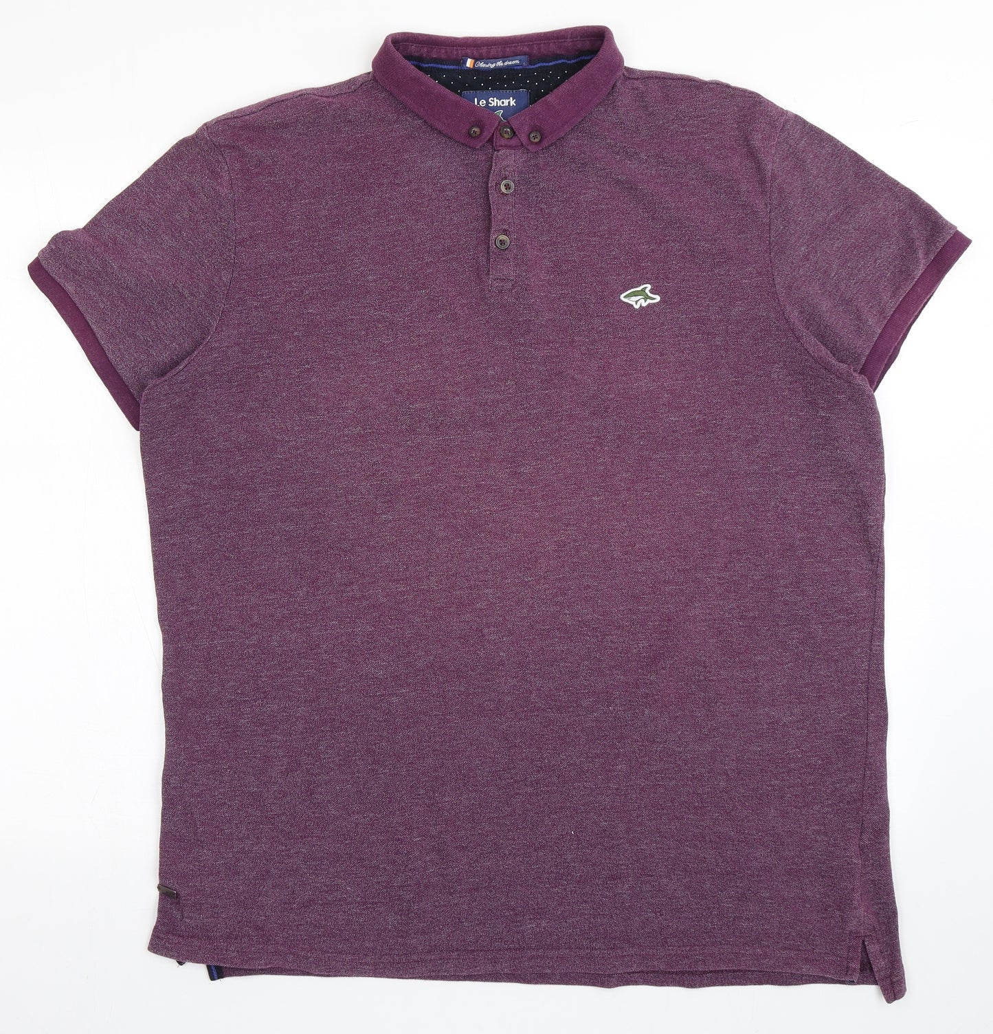 Le Shark Mens Purple  Cotton  Polo Size 2XL Collared Button