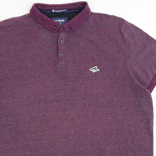 Le Shark Mens Purple  Cotton  Polo Size 2XL Collared Button