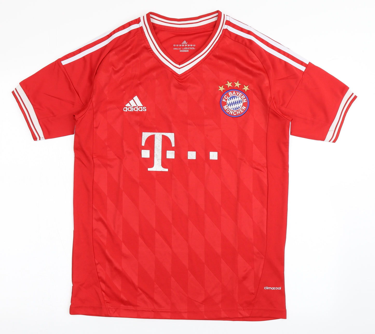 adidas Womens Red  Polyester Jersey T-Shirt Size L V-Neck Pullover - FC Bayern Munchen