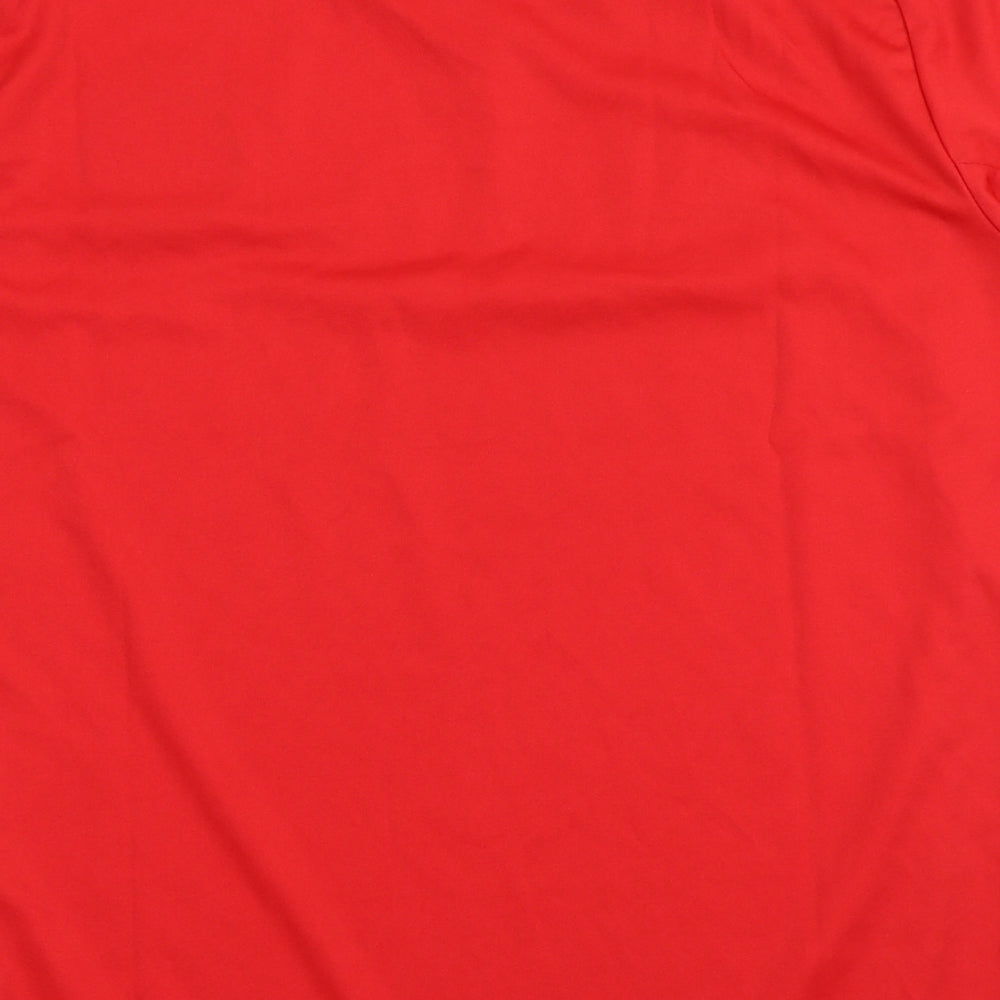 adidas Womens Red  Polyester Jersey T-Shirt Size L V-Neck Pullover - FC Bayern Munchen