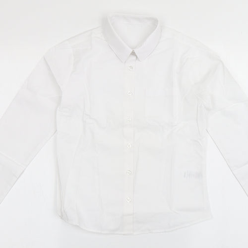 George Girls White  Polyester Basic Button-Up Size 10-11 Years Collared Button - School Wear