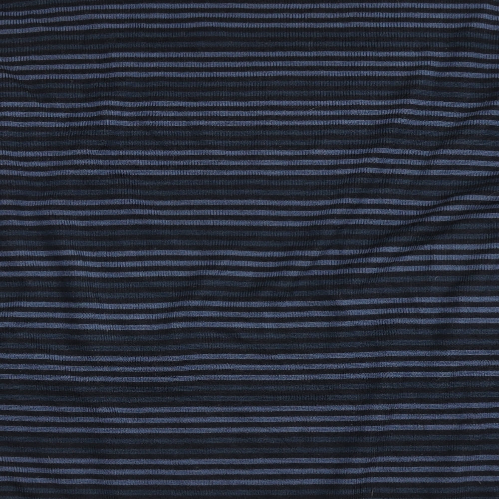Cedar Wood State Mens Blue Round Neck Striped Acrylic Pullover Jumper Size XL