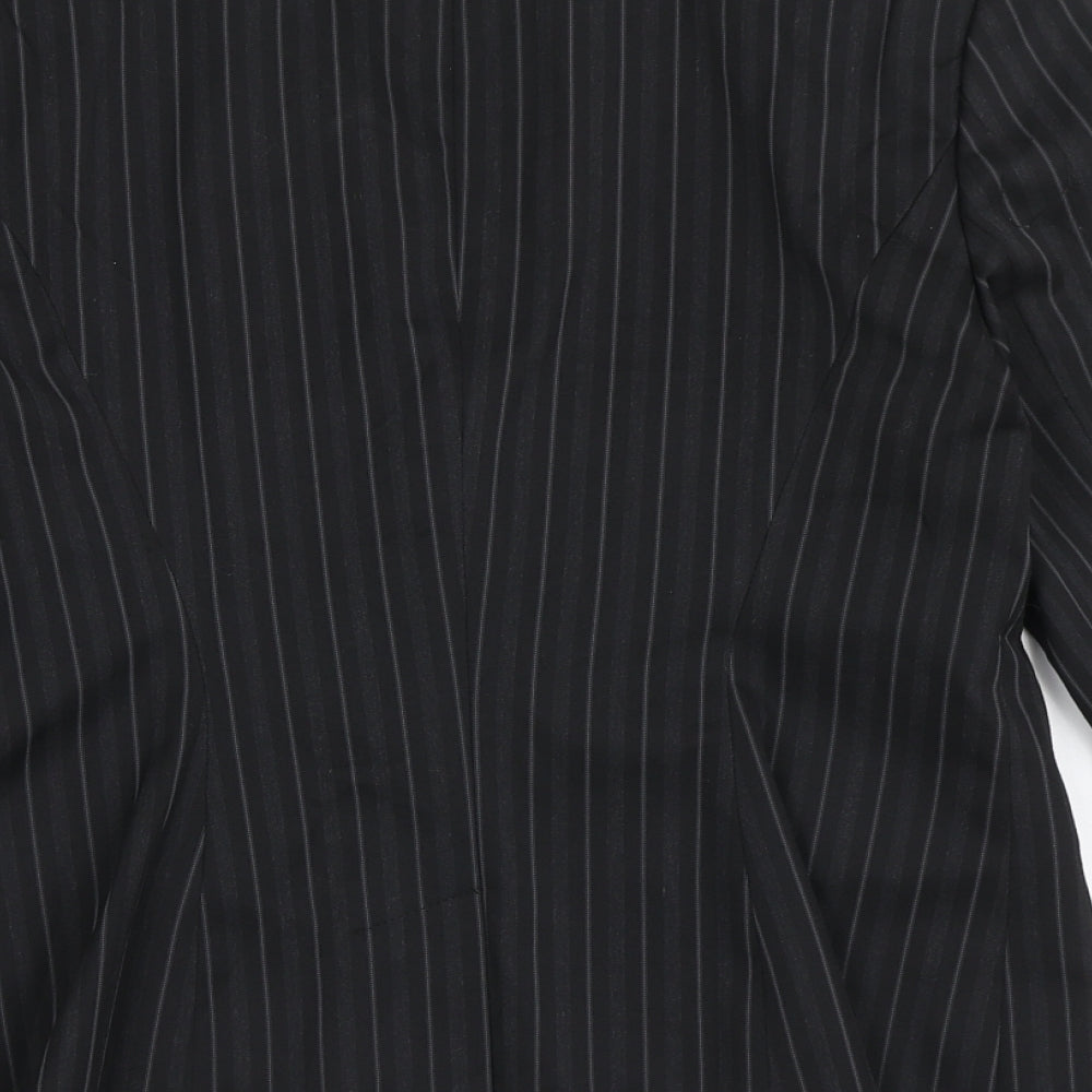 NEXT Womens Black Striped Polyester Jacket Blazer Size 12   - Tailored Fit