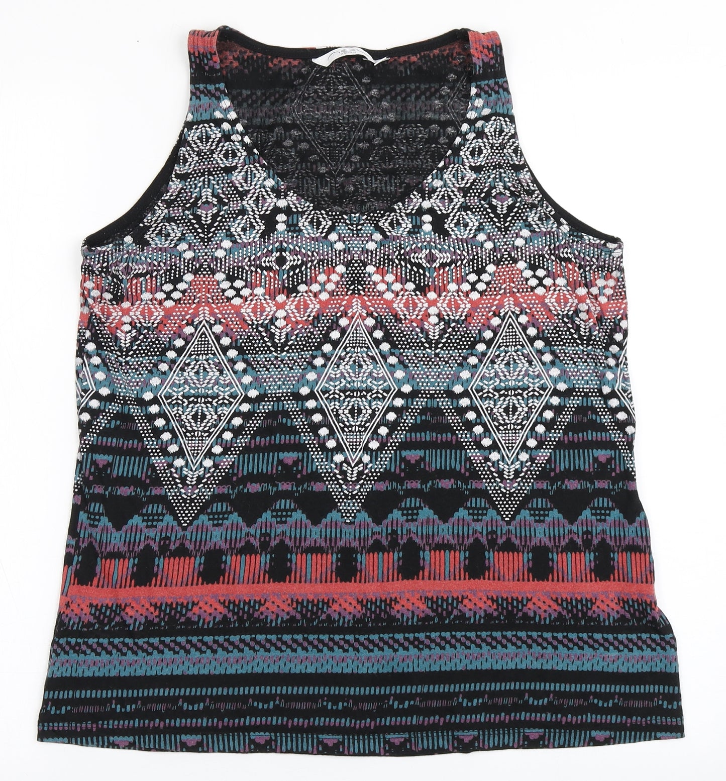 New Look Womens Black  Cotton Basic Tank Size 14 Scoop Neck