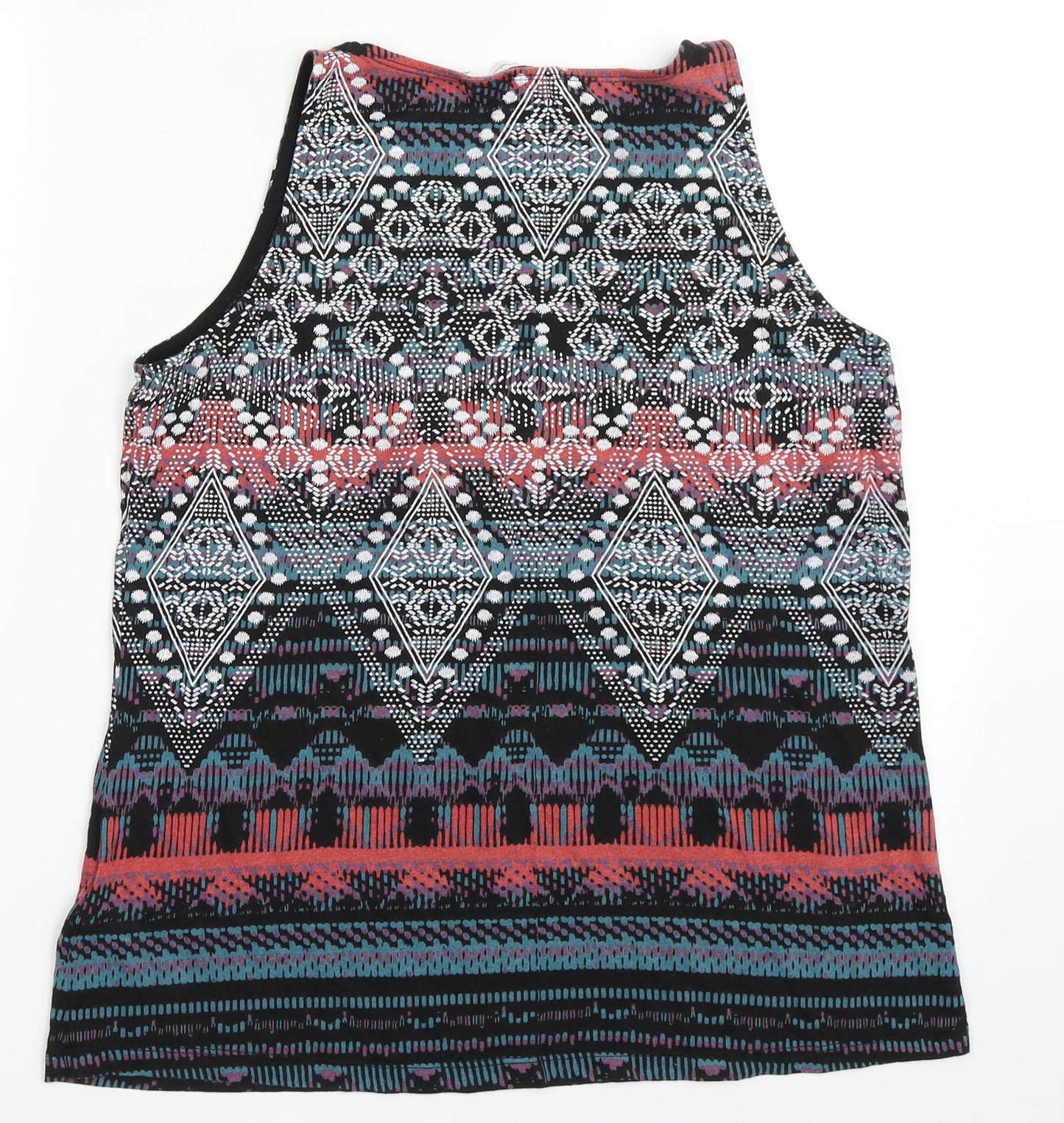 New Look Womens Black  Cotton Basic Tank Size 14 Scoop Neck