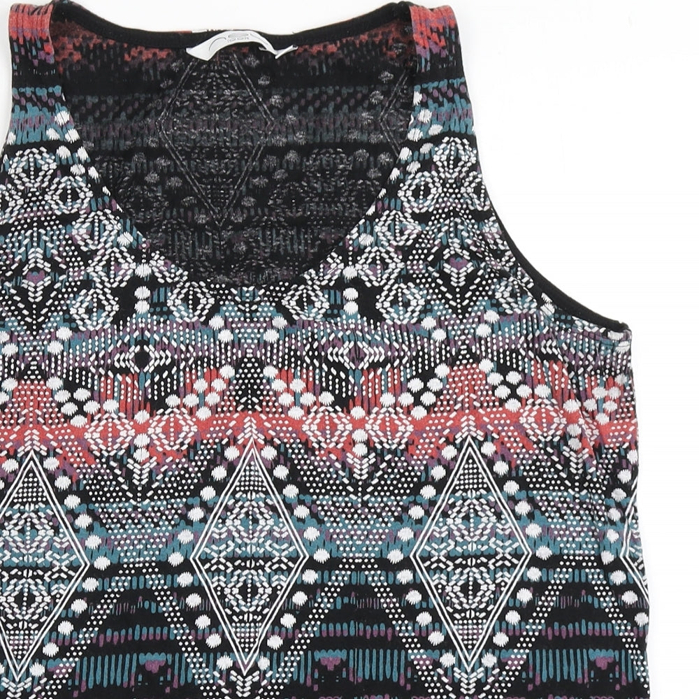 New Look Womens Black  Cotton Basic Tank Size 14 Scoop Neck