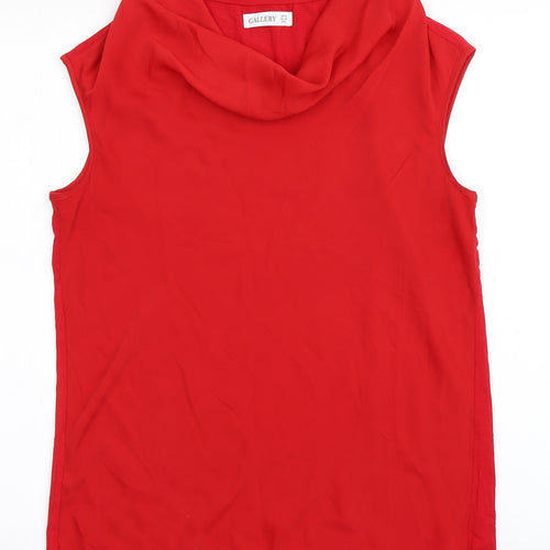 Gallery Womens Red  Polyester Basic Blouse Size 10 Cowl Neck