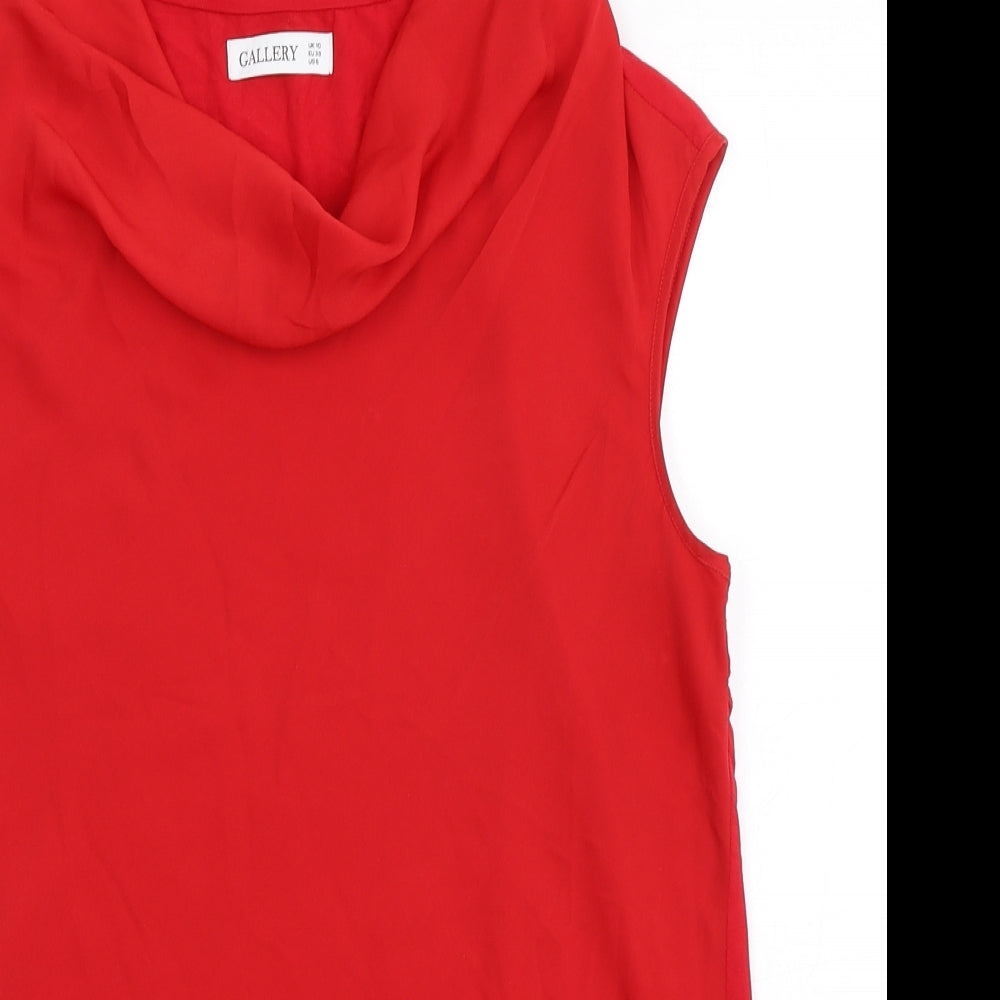 Gallery Womens Red  Polyester Basic Blouse Size 10 Cowl Neck