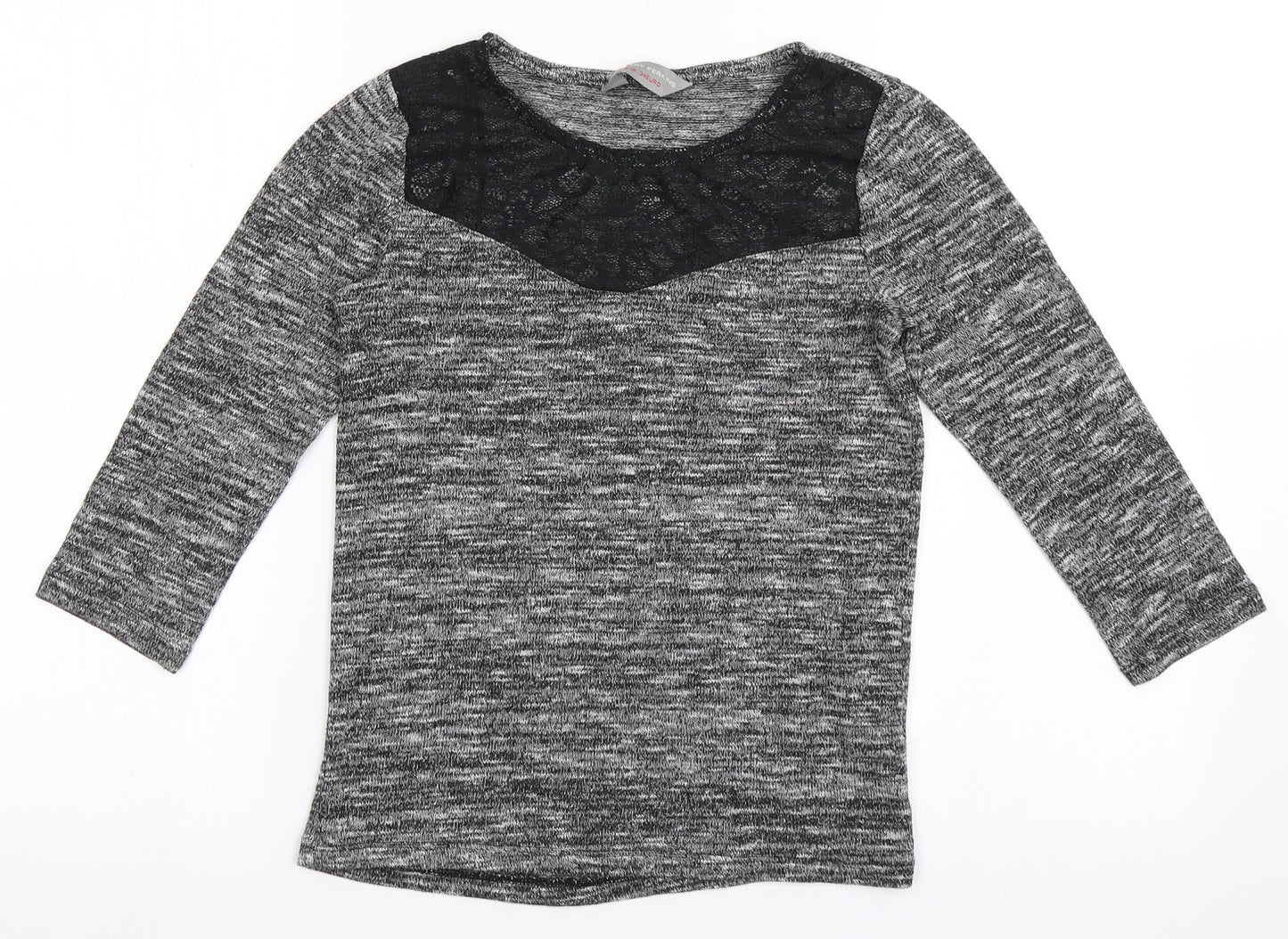 Dorothy Perkins Womens Grey  Polyester Basic T-Shirt Size 6 Round Neck